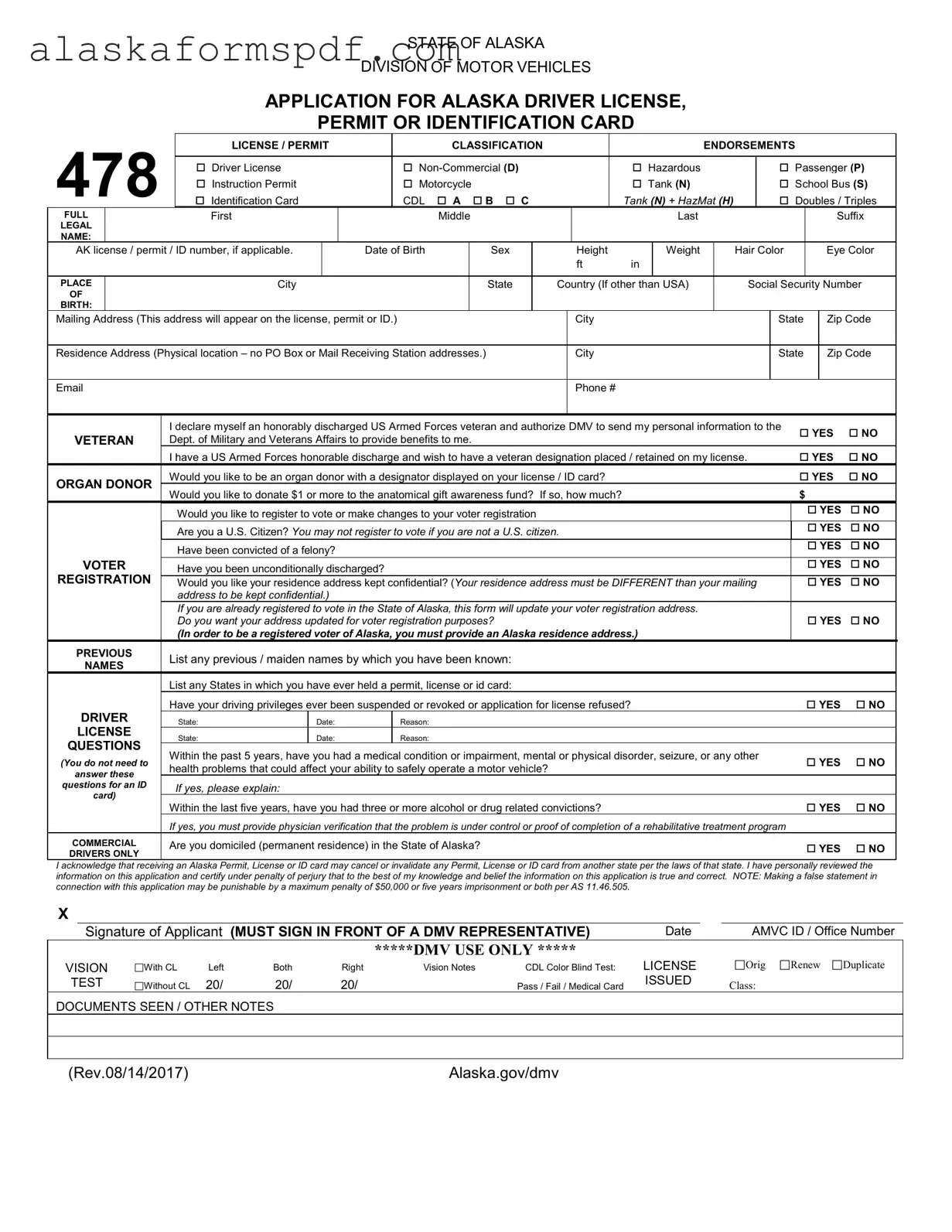 Fill Out Your 478 Alaska Form