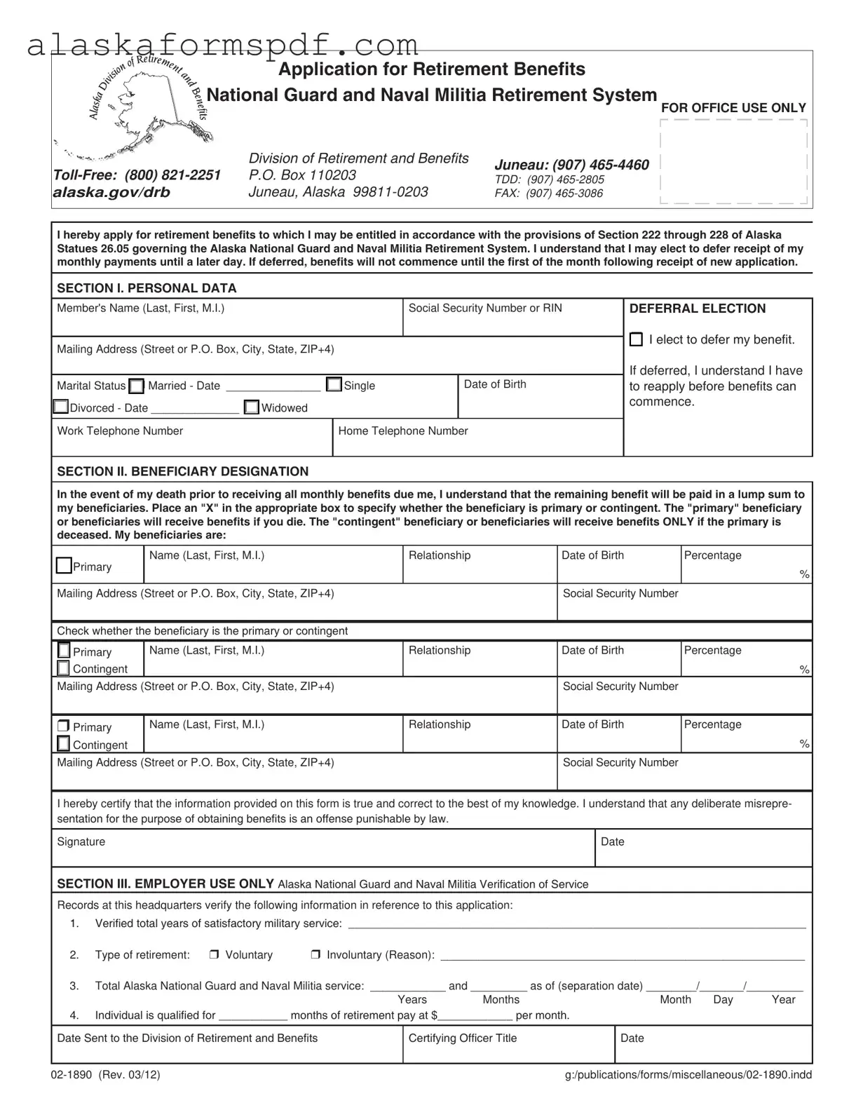 Fill Out Your Alaska 02 1890 Form