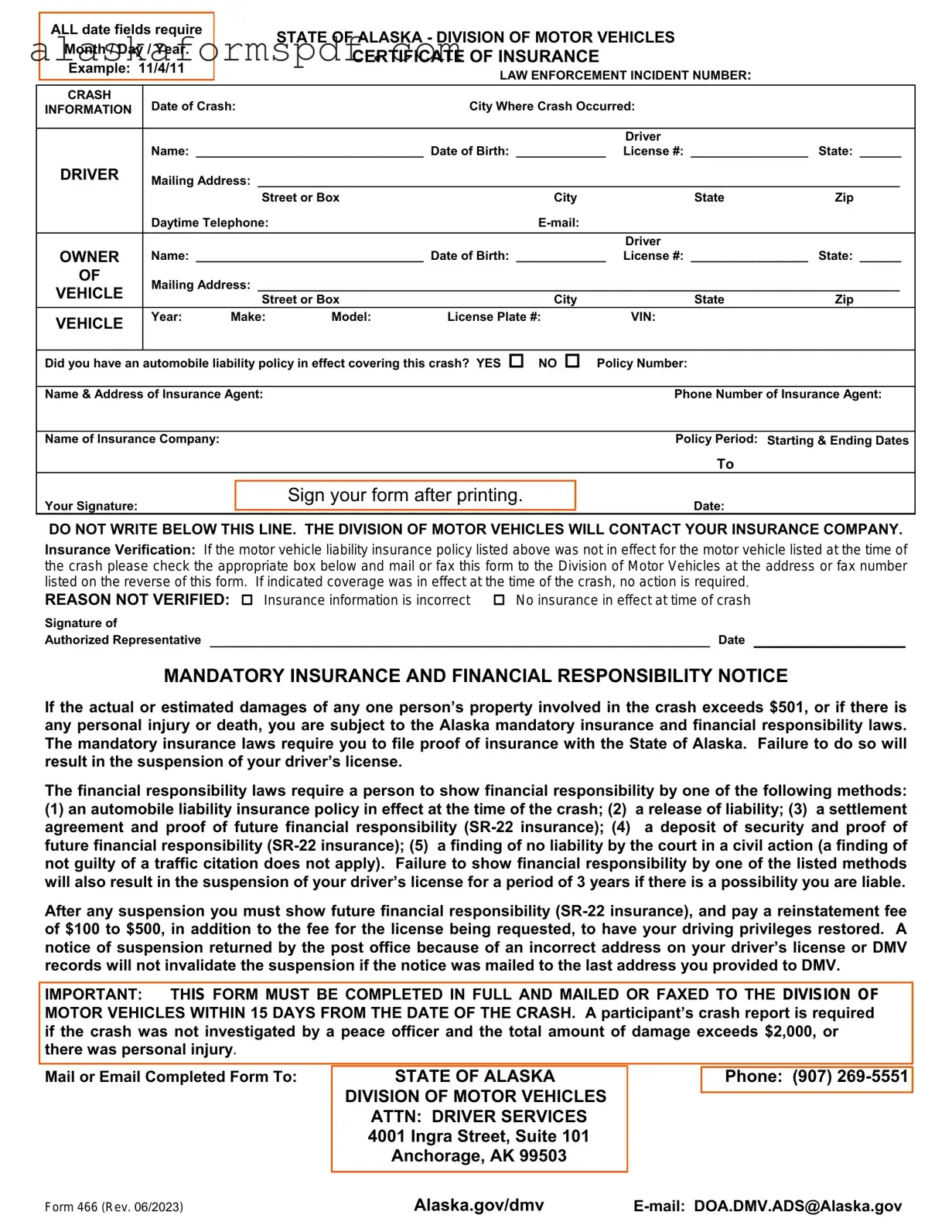 Fill Out Your Alaska 466 Form