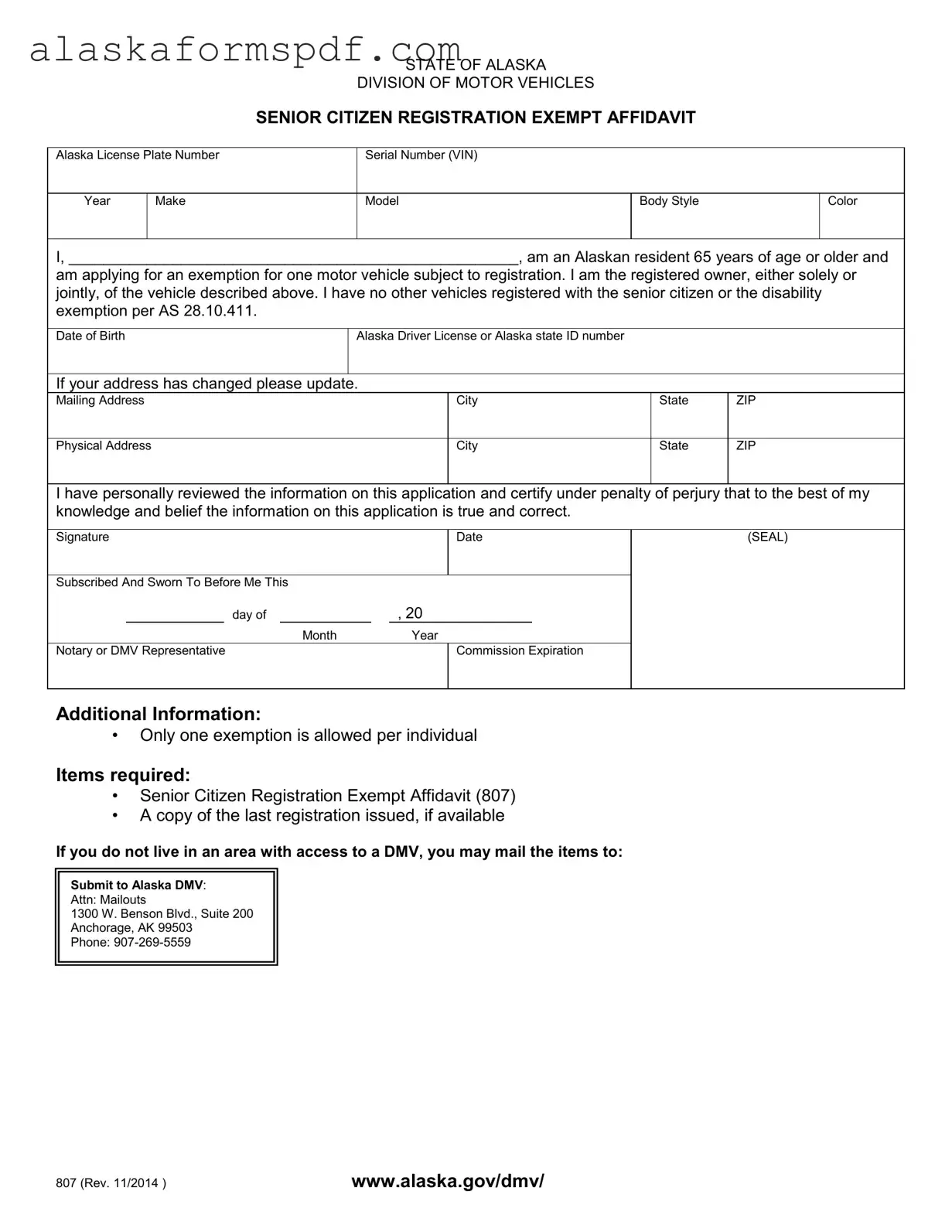 Fill Out Your Alaska 807 Form