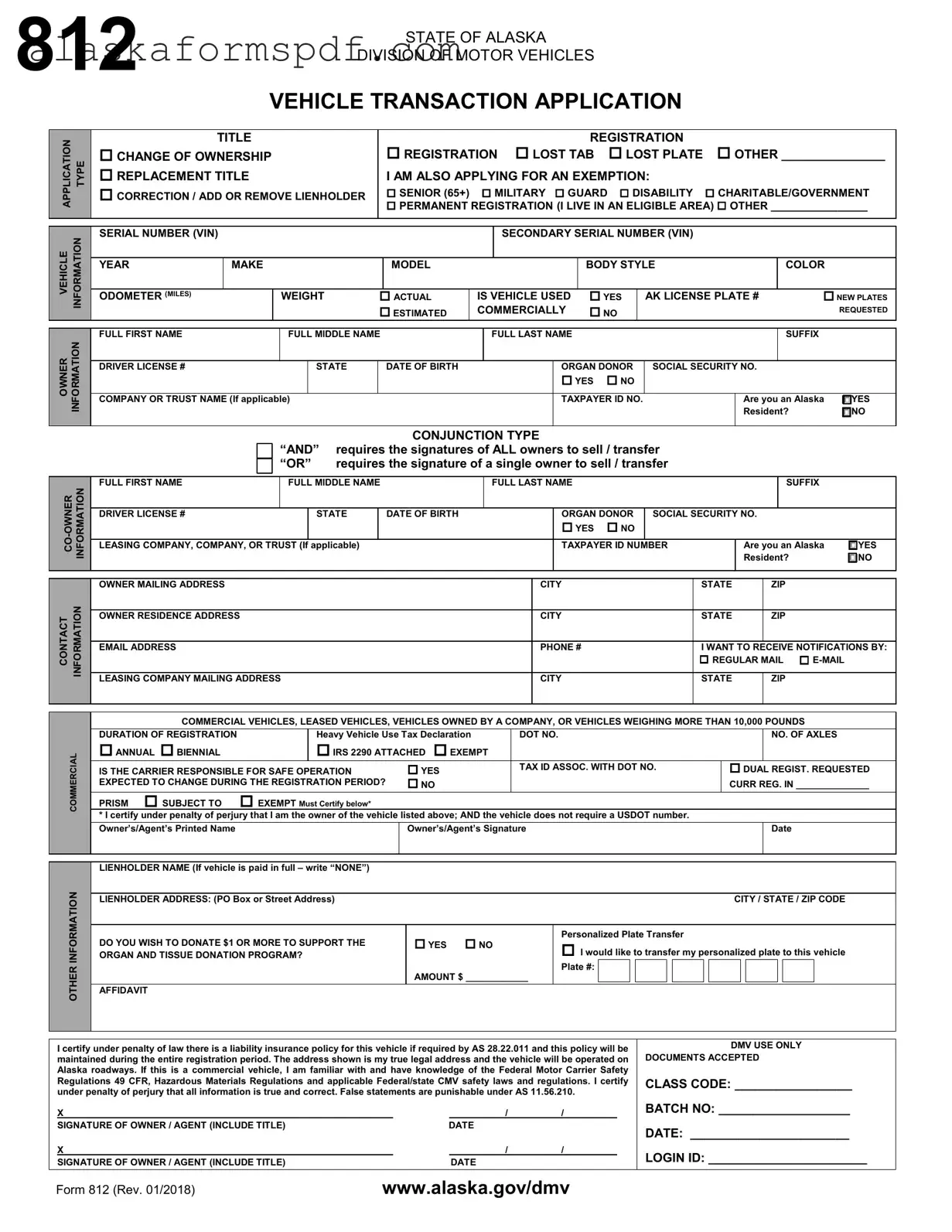 Fill Out Your Alaska 812 Form