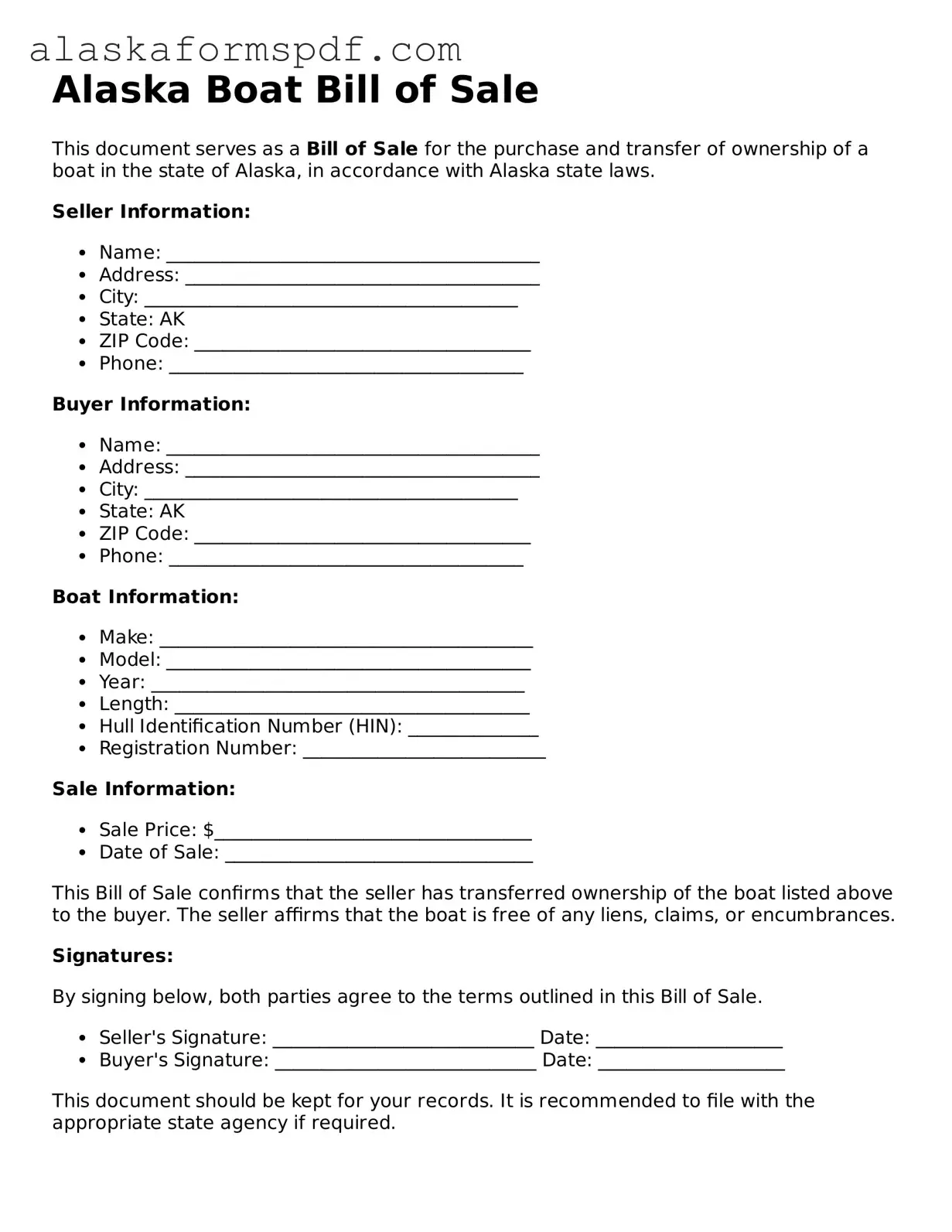 Attorney-Approved Alaska Boat Bill of Sale Template