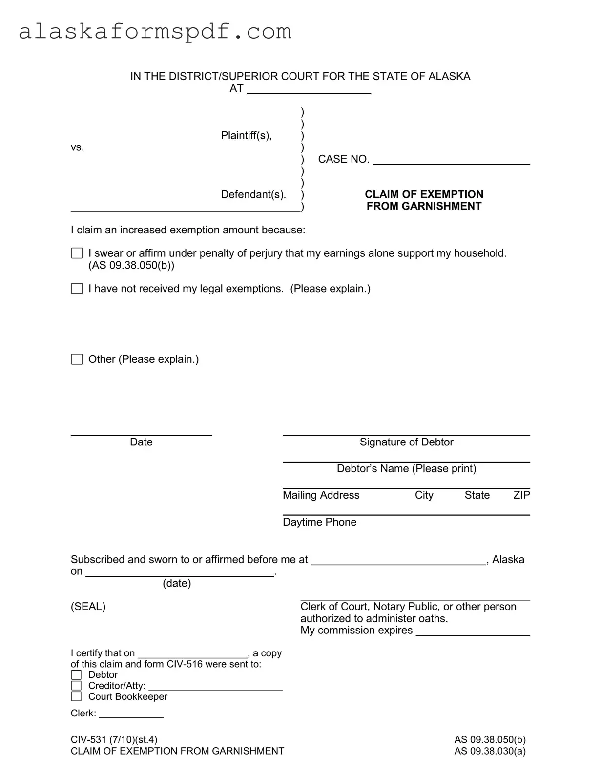 Fill Out Your Alaska Civ 531 Form
