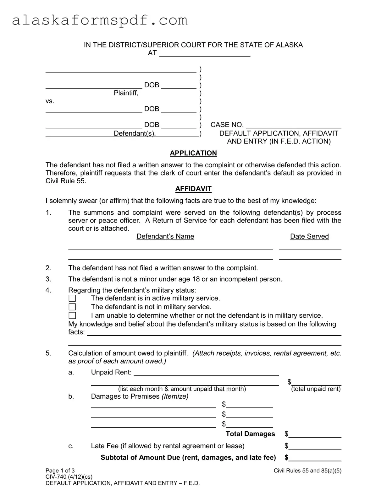 Fill Out Your Alaska Civ 740 Form