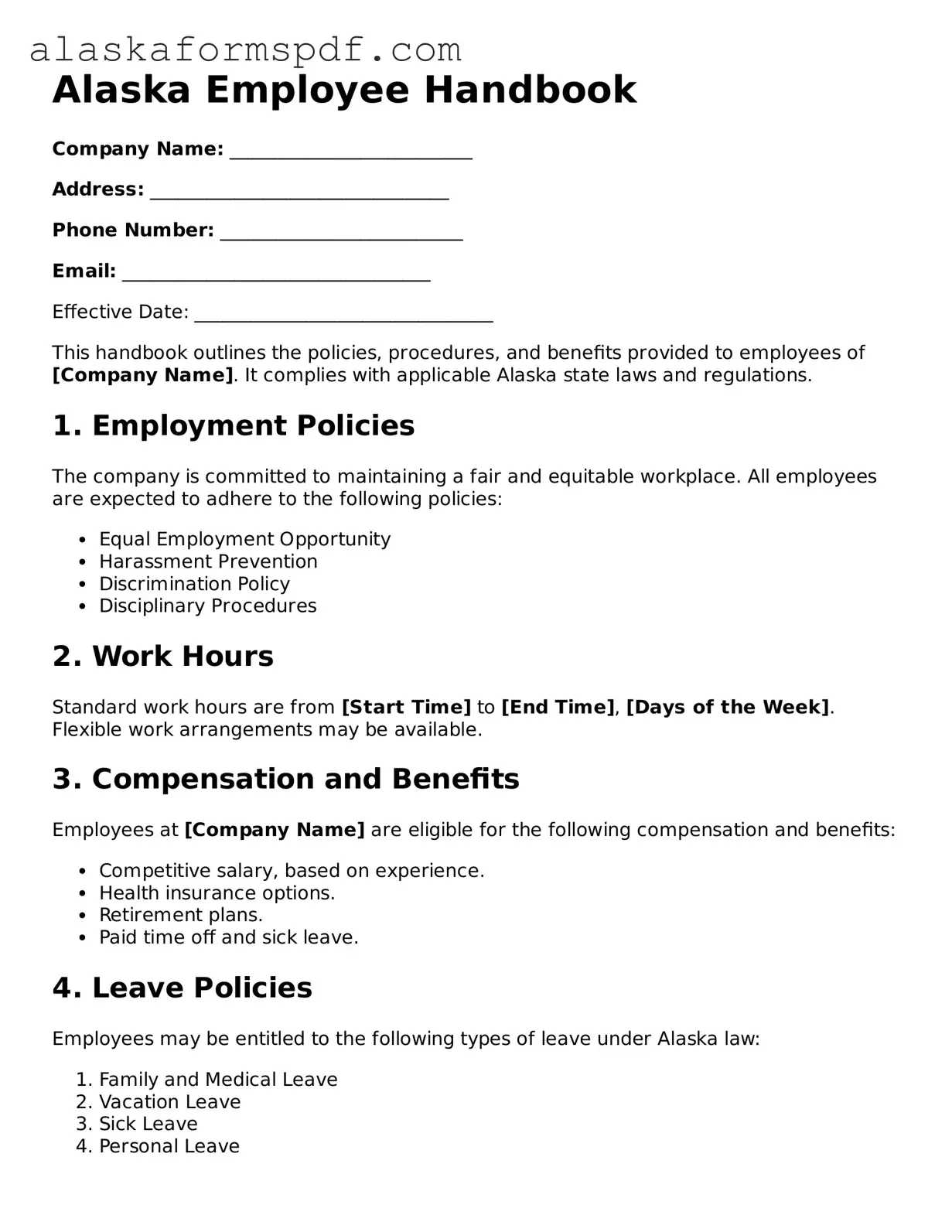 Attorney-Approved Alaska Employee Handbook Template