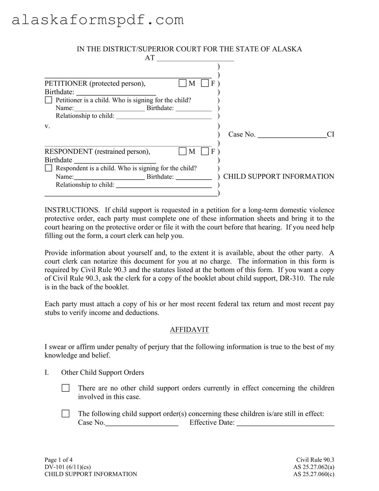 Fill Out Your Alaska Dv 101 Form