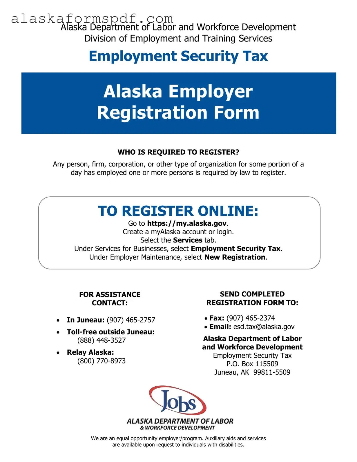Fill Out Your Alaska Employer Registration Form