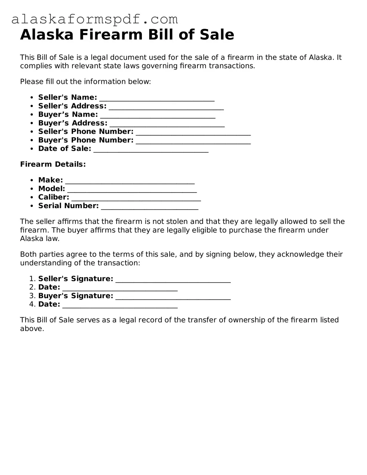 Attorney-Approved Alaska Firearm Bill of Sale Template