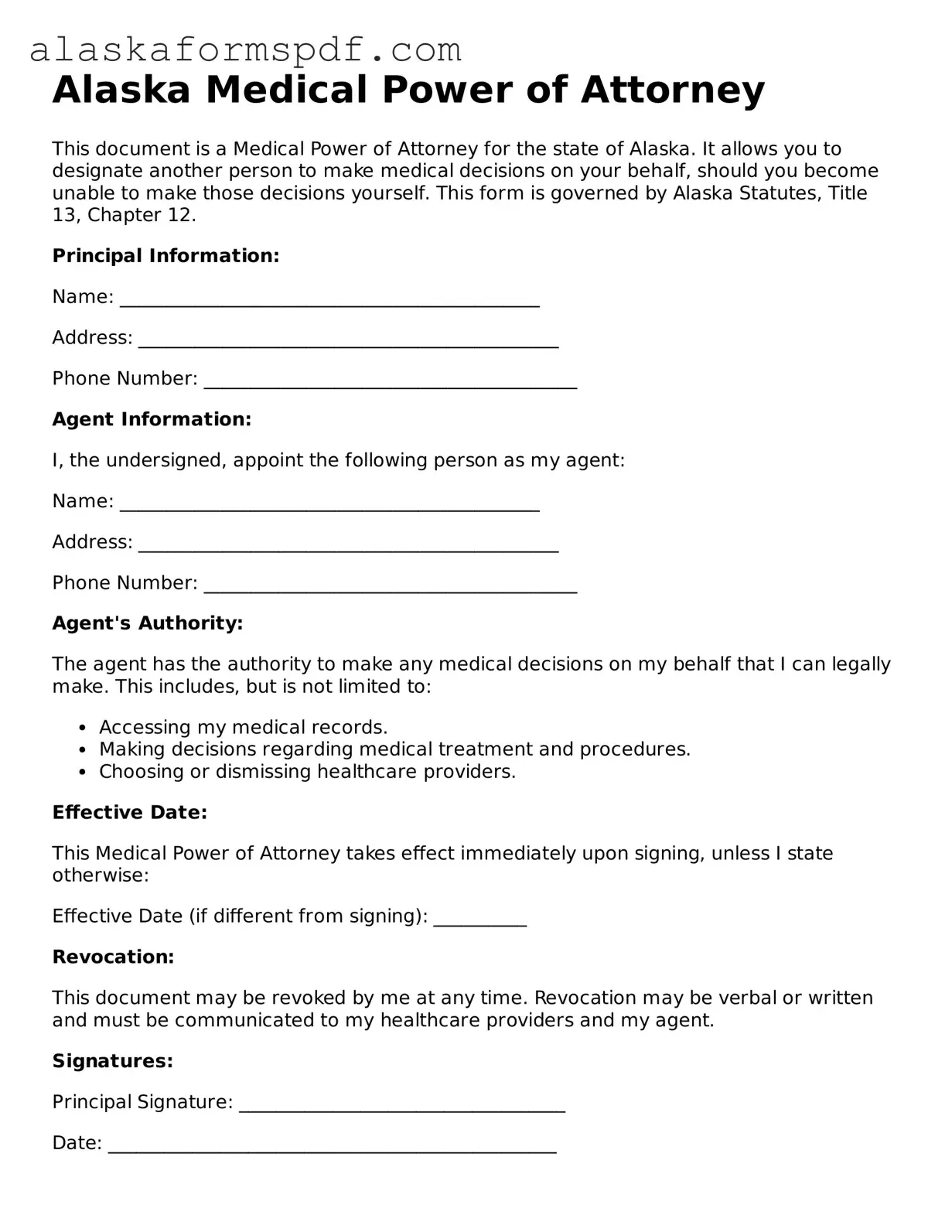 Attorney-Approved Alaska Medical Power of Attorney Template