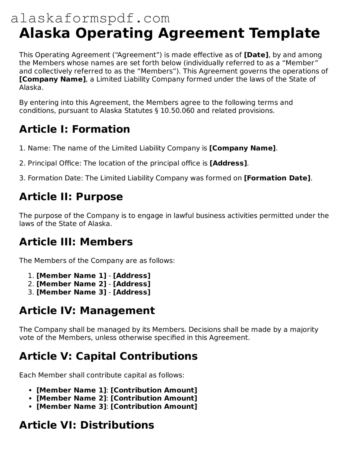 Attorney-Approved Alaska Operating Agreement Template
