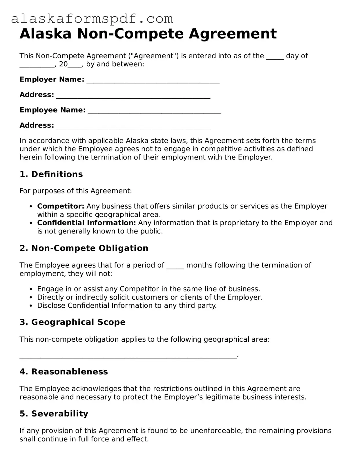 Attorney-Approved Alaska Non-compete Agreement Template