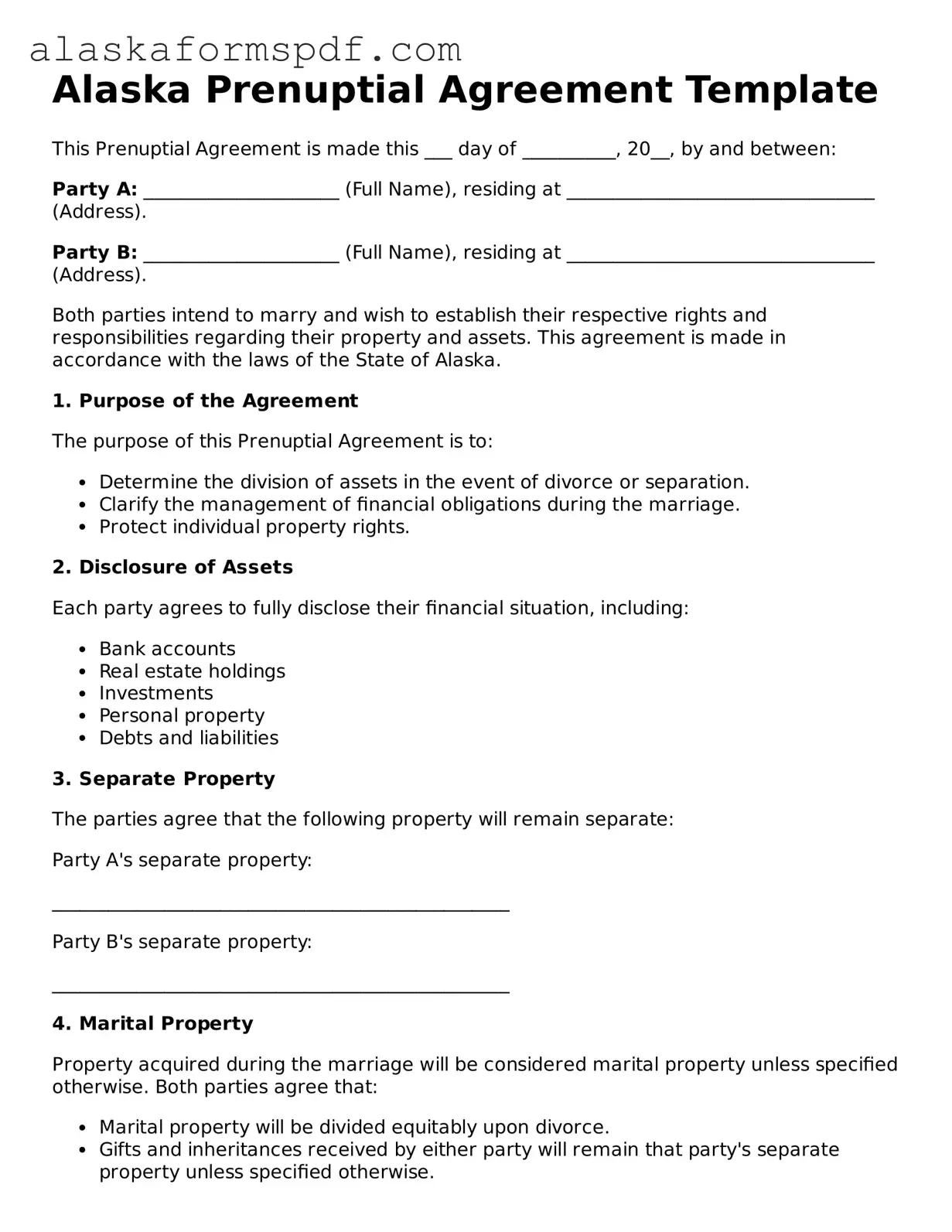 Attorney-Approved Alaska Prenuptial Agreement Template