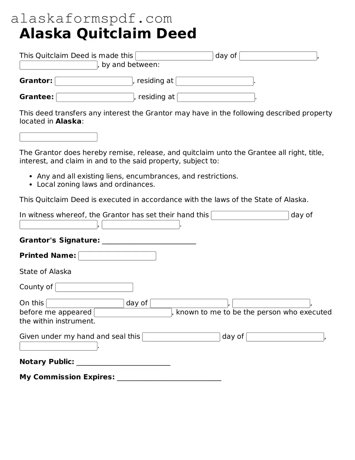 Attorney-Approved Alaska Quitclaim Deed Template