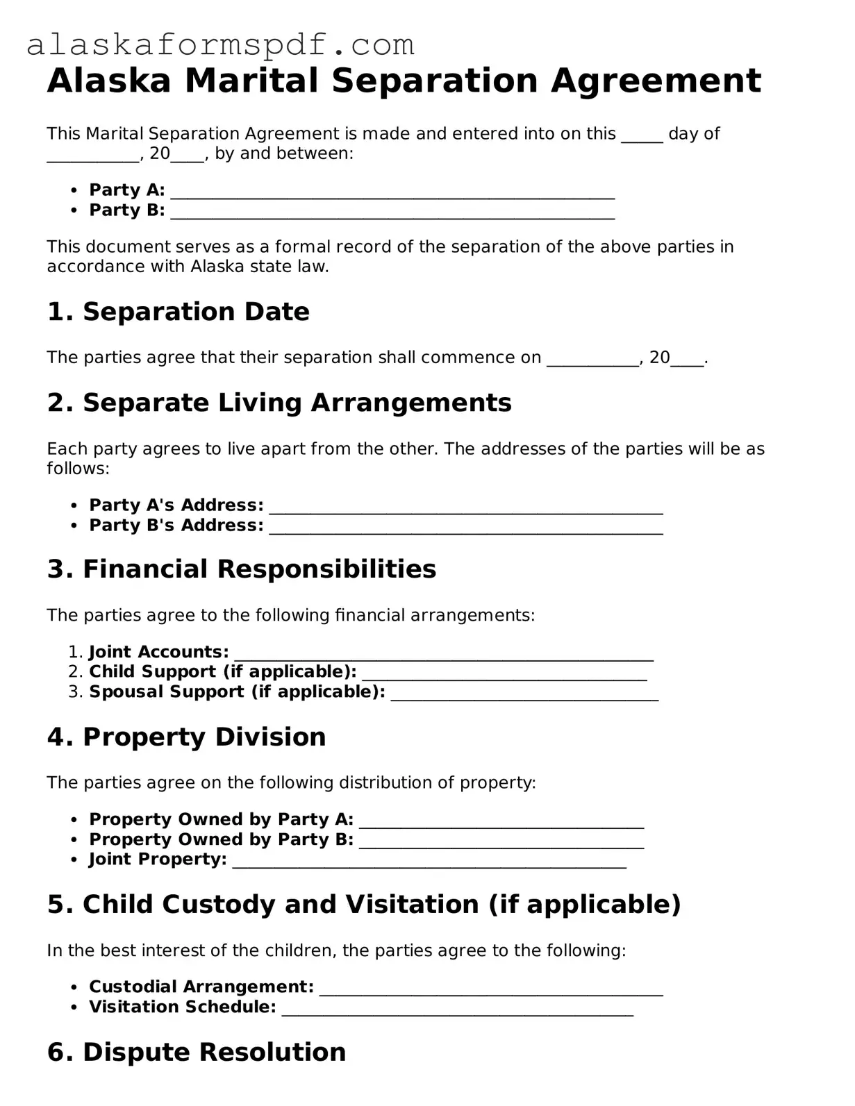 Attorney-Approved Alaska Marital Separation Agreement Template
