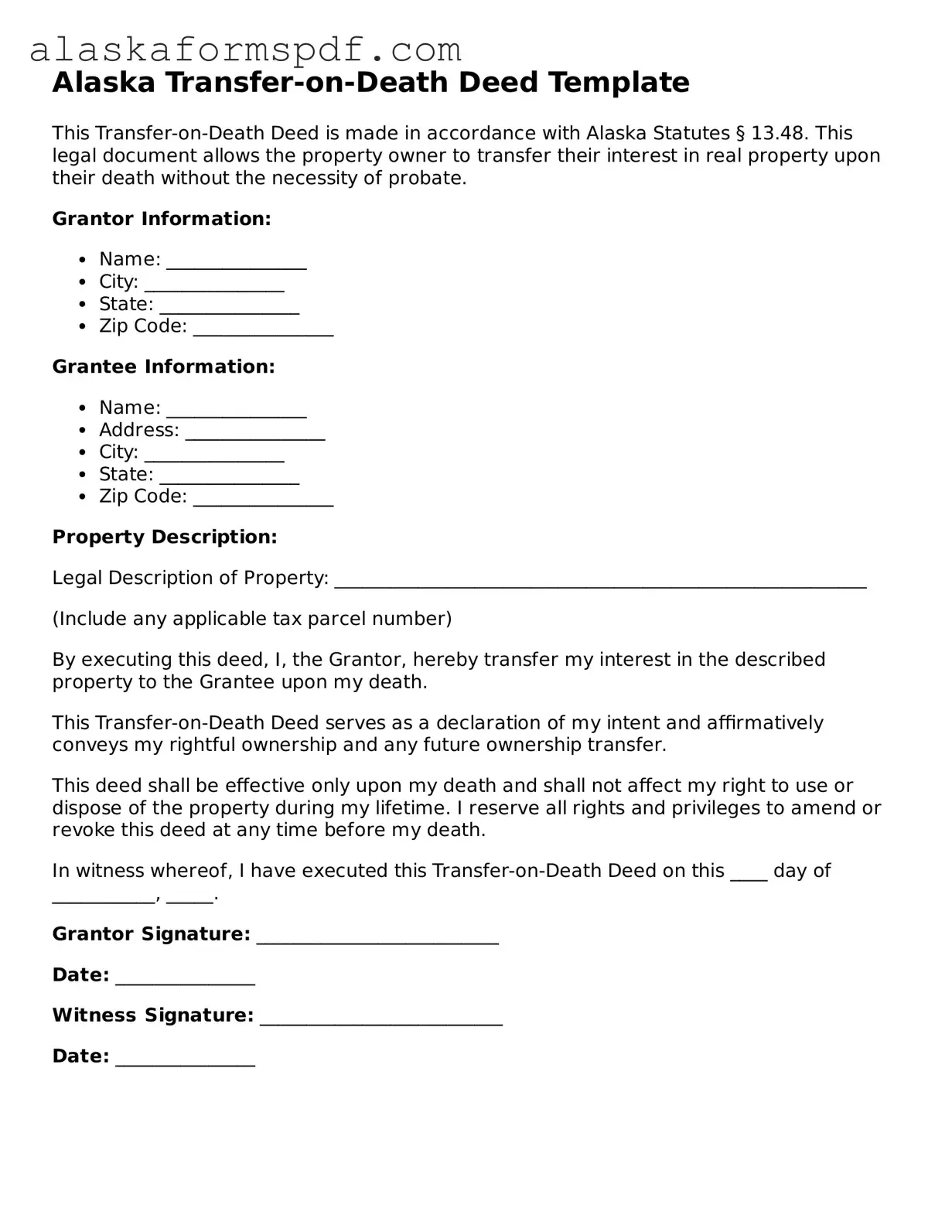 Attorney-Approved Alaska Transfer-on-Death Deed Template