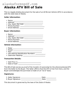 Attorney-Approved Alaska ATV Bill of Sale Template