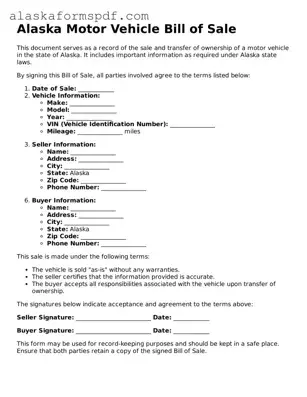 Attorney-Approved Alaska Motor Vehicle Bill of Sale Template