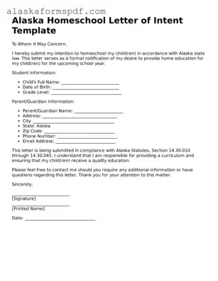 Attorney-Approved Alaska Homeschool Letter of Intent Template