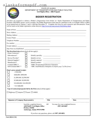 Fill Out Your State Of Alaska Bidders Registration Form